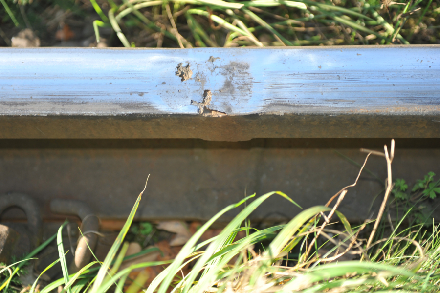 Damaged rail surface