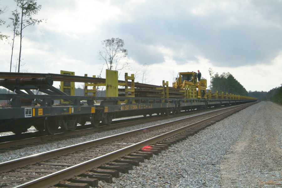 Loading train for multi-layer rail transport